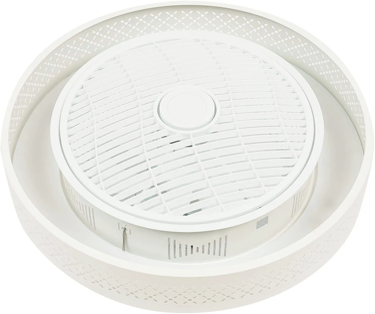 OUKANING Ceiling Fan with Light Led Grid Lamp with Remote Contro for Living Room Dining Room Kitchen