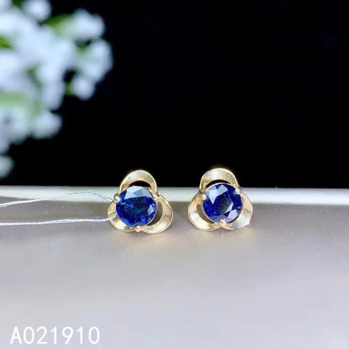 

KJJEAXCMY boutique jewelry 18K gold inlaid natural sapphire gemstone female fashion earrings support detection trendy