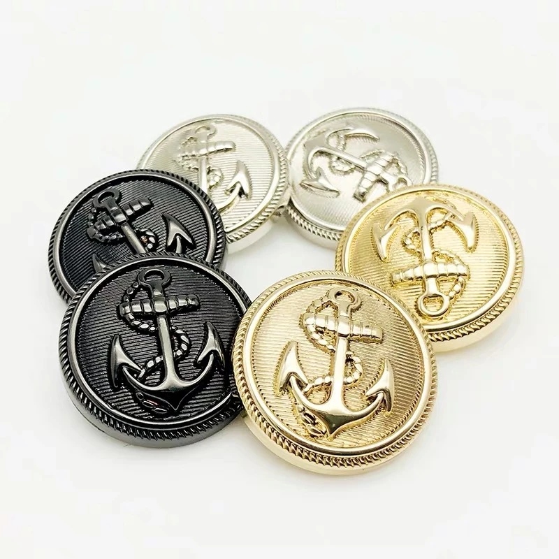 10pcs 15/20/25mm Vintage Anchor Design Clothing Sewing Buttons Black Silver Gold Metal Jacket Buttons 20mm Fashion Shirt Buttons