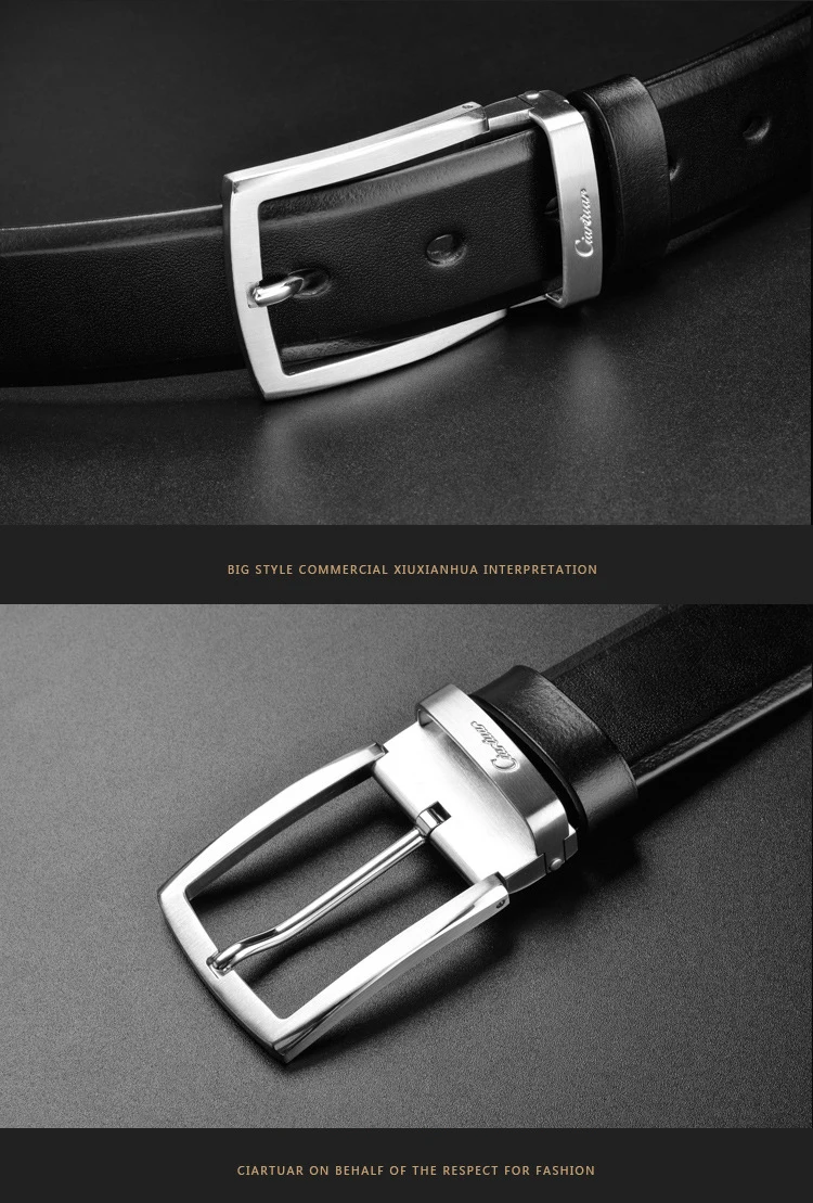 2026 new design belt high quality  men belt genuine leather strap trousers first layer ciartuar brass pin buckle
