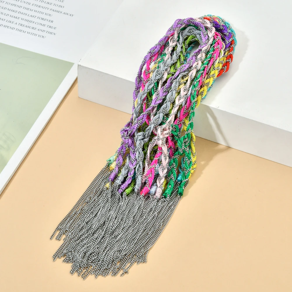 Tie Handmade European Fashion Thin Rope Bracelets for Girl Stainless Steel Chain Bracelet Tassel Jewelry Female pulseras mujer