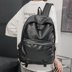 Mochila sencilla de cuero PU a la moda para hombre, bolsas para ordenador portátil de gran capacidad, mochila para hombre, bolso escolar para estudiantes, mochilas para hombre, bolsa de viaje