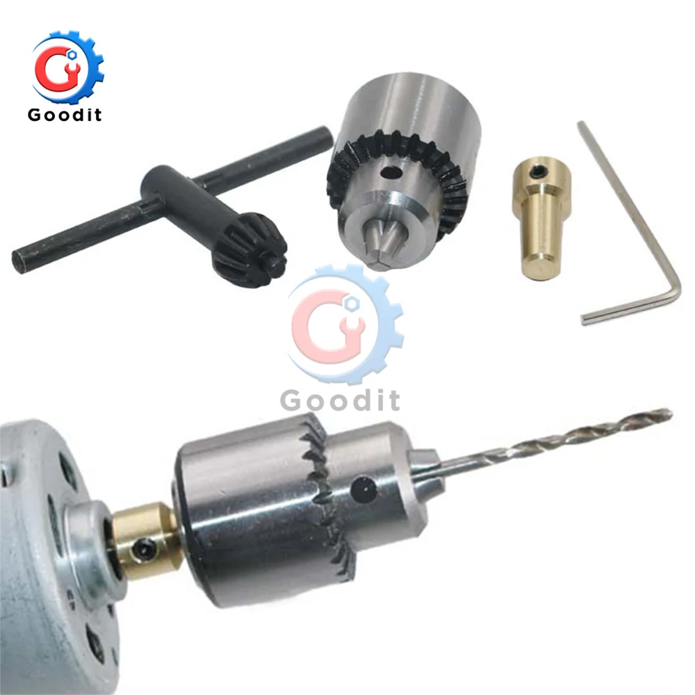 Micro Motor Drill Chuck Clamping Range 0.3-4mm Taper Mounted Mini Drill Chuck with Chuck Key 3.17mm Brass Electric Motor Shaft