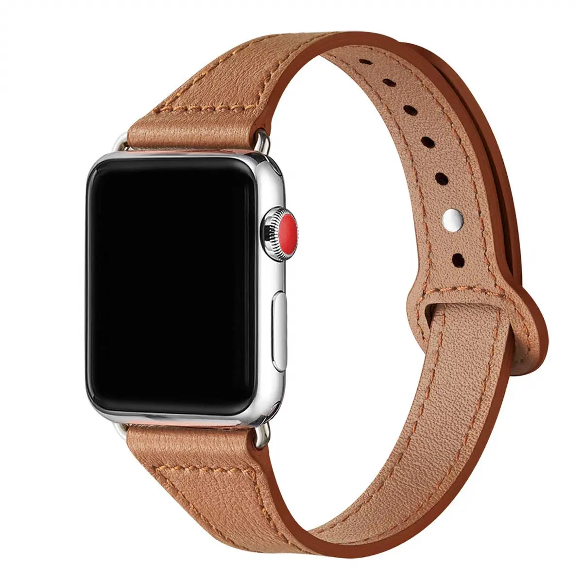 Genuine Leather loop band For Apple watch 45mm/41mm 38mm 42mm iWatch 44mm 40mm Slim bracelet strap for Apple watch 5/4/3 se 6 7