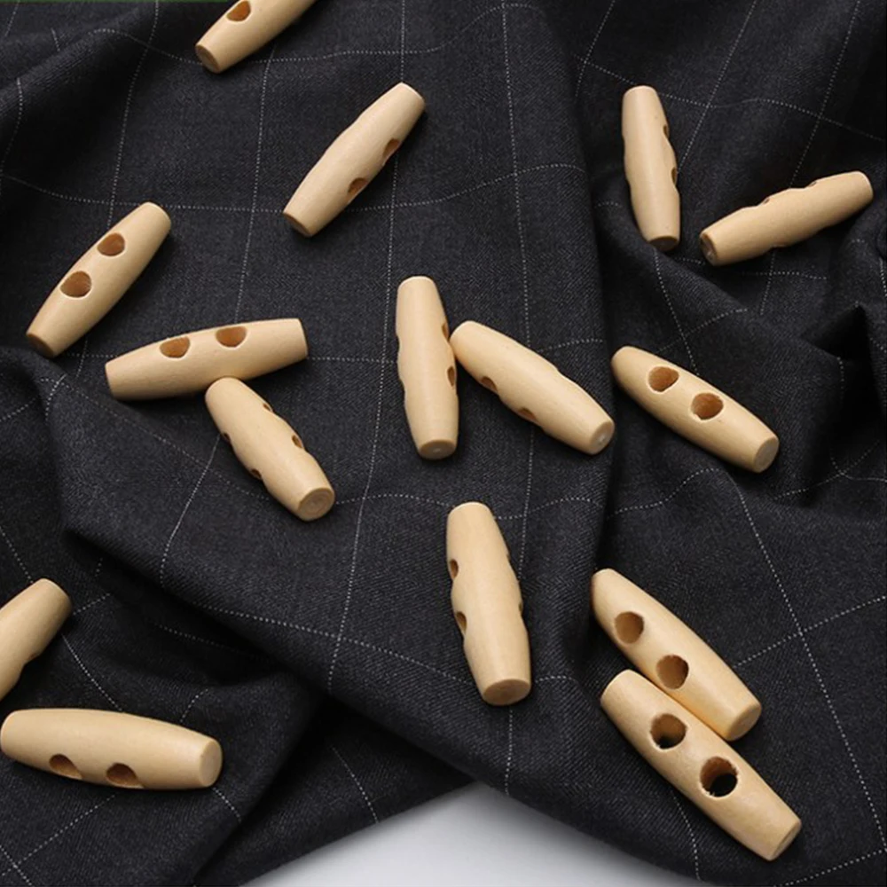 10Pcs Hoorn Toggle Knoppen Natuurlijke Houten Knop Met 2 Gaten Naaien Supply Voor Craft Diy Kleding Accessoires Beige 3/4/5/6 Cm