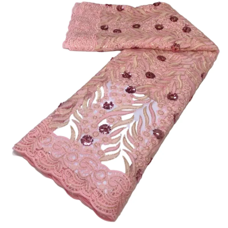 

Nigerian lace fabric 2022 high quality lace fashion african women net tulle lace fabric with sequins african brocade 5yards
