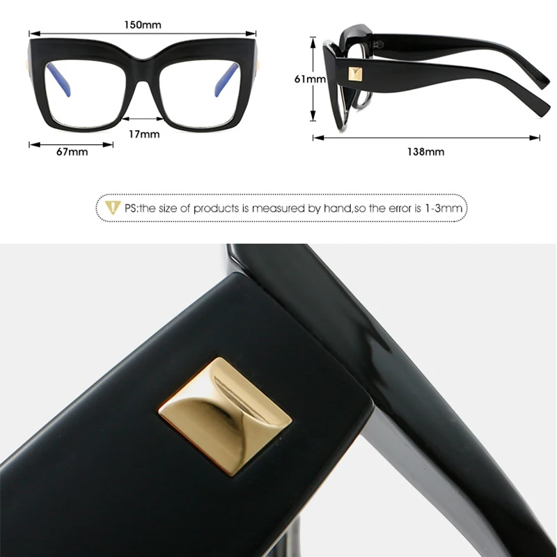 Glasses Frame Women Oversized Square Vintage Frame Clear Eyeglasses Frames For Women Luxury Brand Computer Eyewear