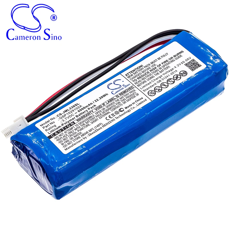 CameronSino Battery for JBL Charge 3 fits JBL GSP1029102A Speaker Battery 6000mAh/22.20Wh 3.70V Li-Polymer Blue