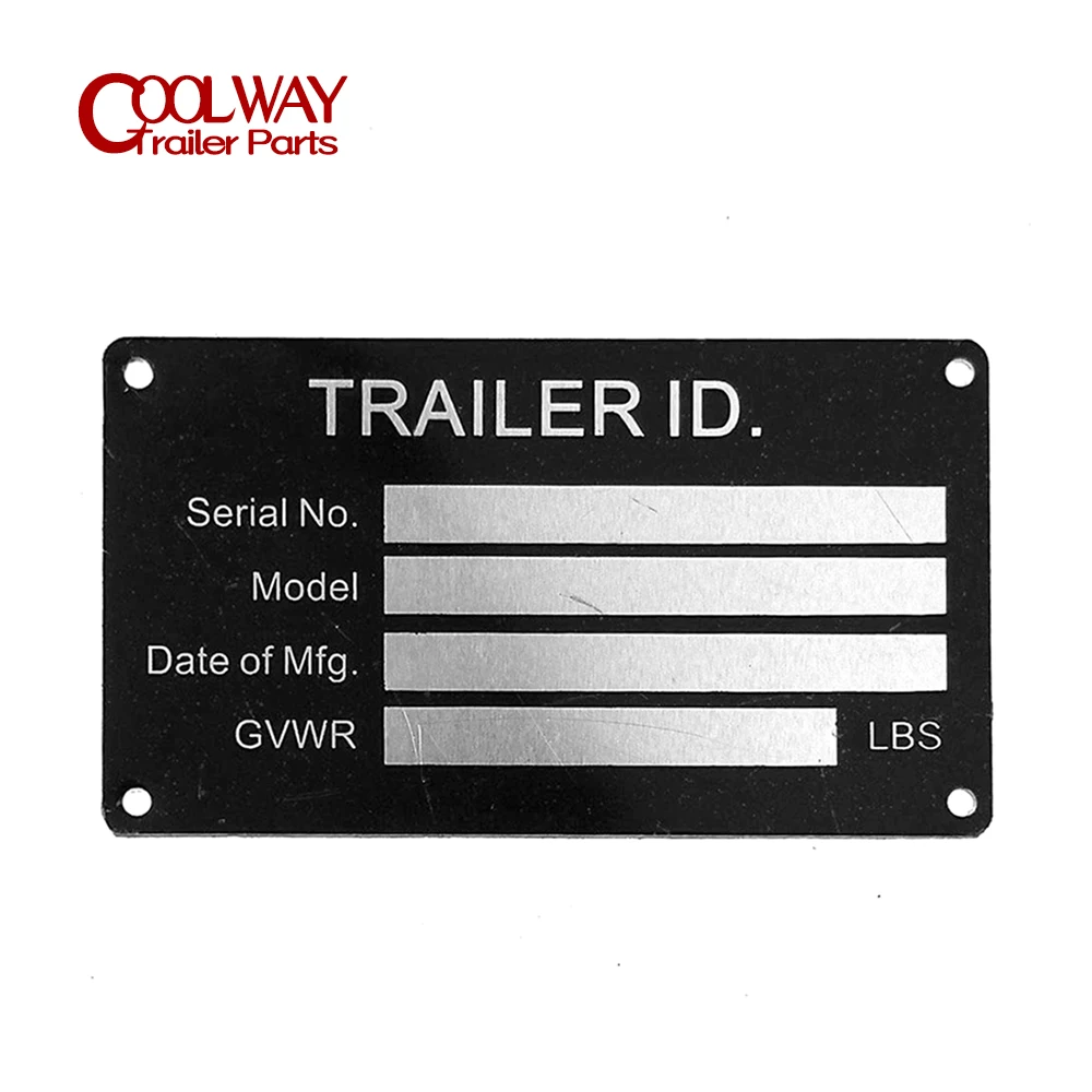 Heavy Duty Aluminum Trailer ID Tag Vin Plate Serial GVWR Medical Blank Powder Coated Finish RV Parts Camper Accessories