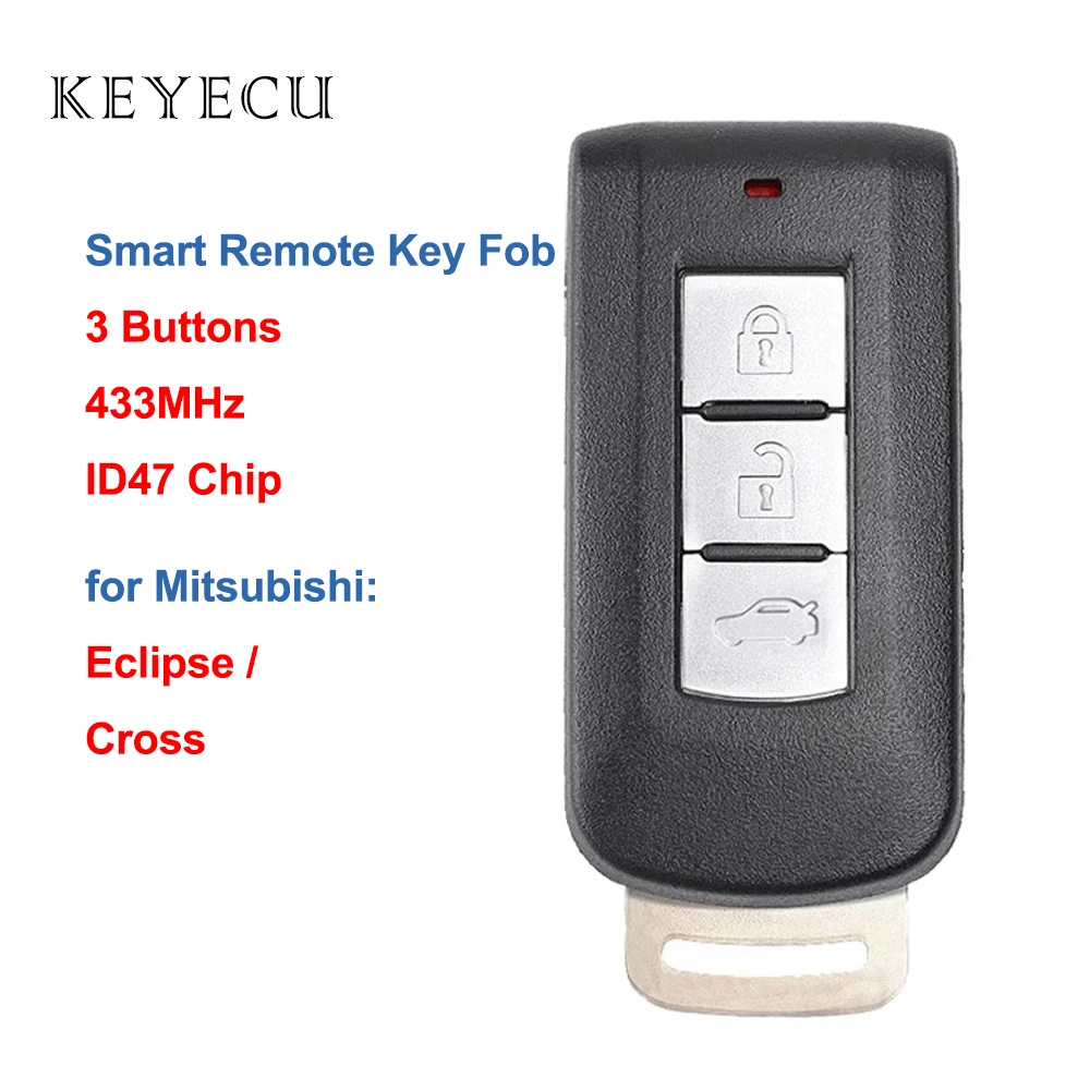 

Keyecu Smart Remote Car Key Fob 3 Buttons 433.92MHz FSK 47 Chip for Mitsubishi Eclipse Cross 2017 2018 2019 2020