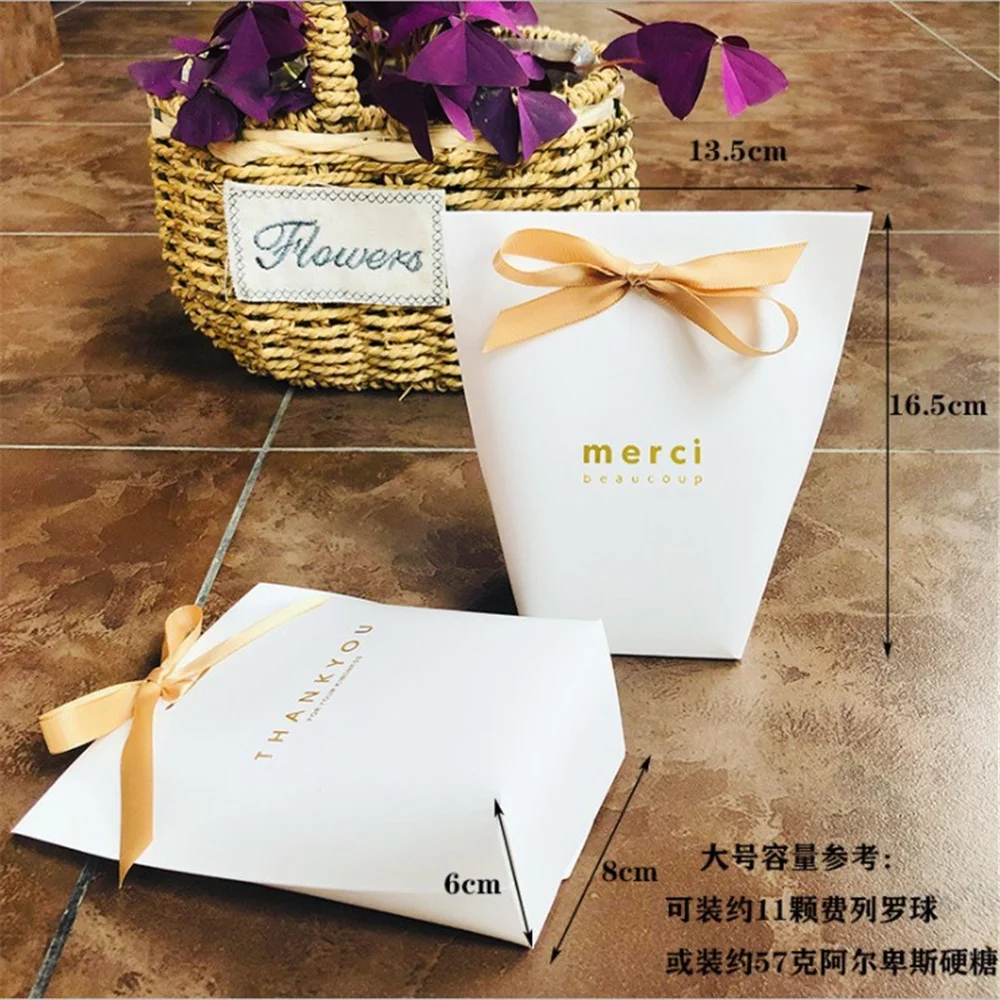 Sacs en papier de remerciement, 5 pièces, boîte à bonbons, coffret cadeau pour faveurs de mariage, fournitures d'emballage d'emballage en papier Kraft pour fête d'anniversaire