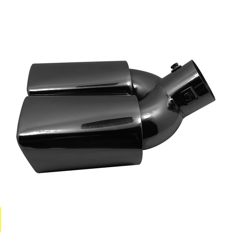 

63mm/2.48'' Universal Car Double Outlet Exhaust Tailpipe Nozzle Muffler Tube Stainless Steel Slip On Gloss Black Style