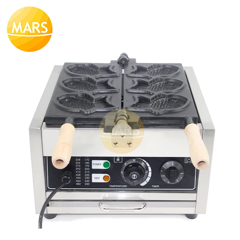 110V 220V Fish Cake Machine Commercial Electric Fish Shaped Taiyaki Waffle Maker Non-stick Taiyaki Fish Mold Pan Snack Equipment