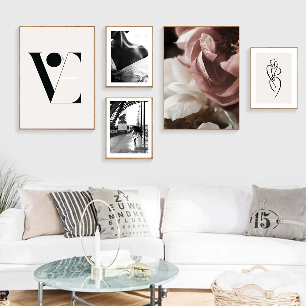 

Sexy Shoulder Posters and Prints for Living Room, Nordic Wall Art, Black and White Canvas Painting, Modern Wall Pictures