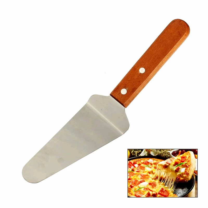 Brand New Low Price 1PC Triangle Pizza Spade Wooden Handle Cake Shovel Bread Spatula Stainless Steel Kitchen Baking Tools