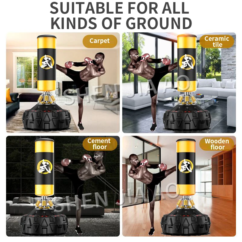 Empty Boxing Sandbag Fitness Free-Stand Vertical Suction Cup Base Sandbag Taekwondo Training Pressure Relief Bounce Back Sandbag