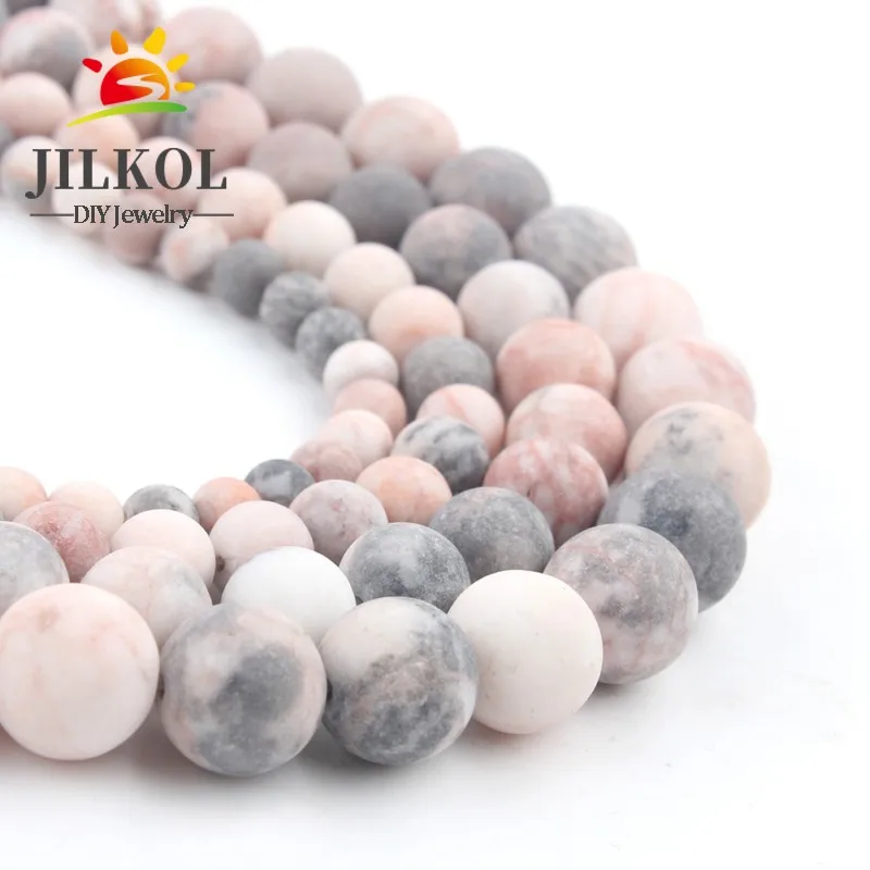 Matte natural stone beads Pink Zebra Jaspers round bead spacer jewelry Beads for jewelry Making Bracelet Necklace 4/6/8/10mm