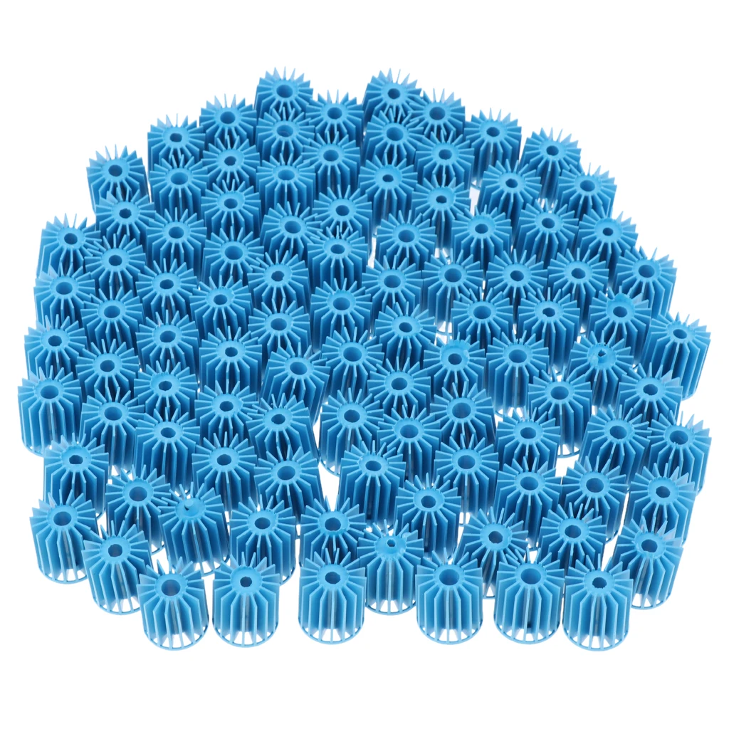 100 x Aquarium Bio Balls Filter Media Bag for Wet/Dry Koi Fish Ponds, Fishtank for Efficient Biological Filtration Blue