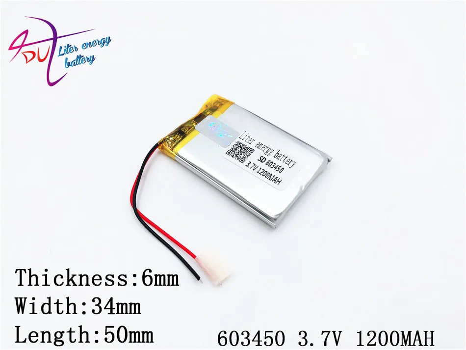 Best Battery Brand Size 603450 3.7v 1200mah Lithium Polymer  With Board For Mp3 Mp4 Mp5 Gsp Digital