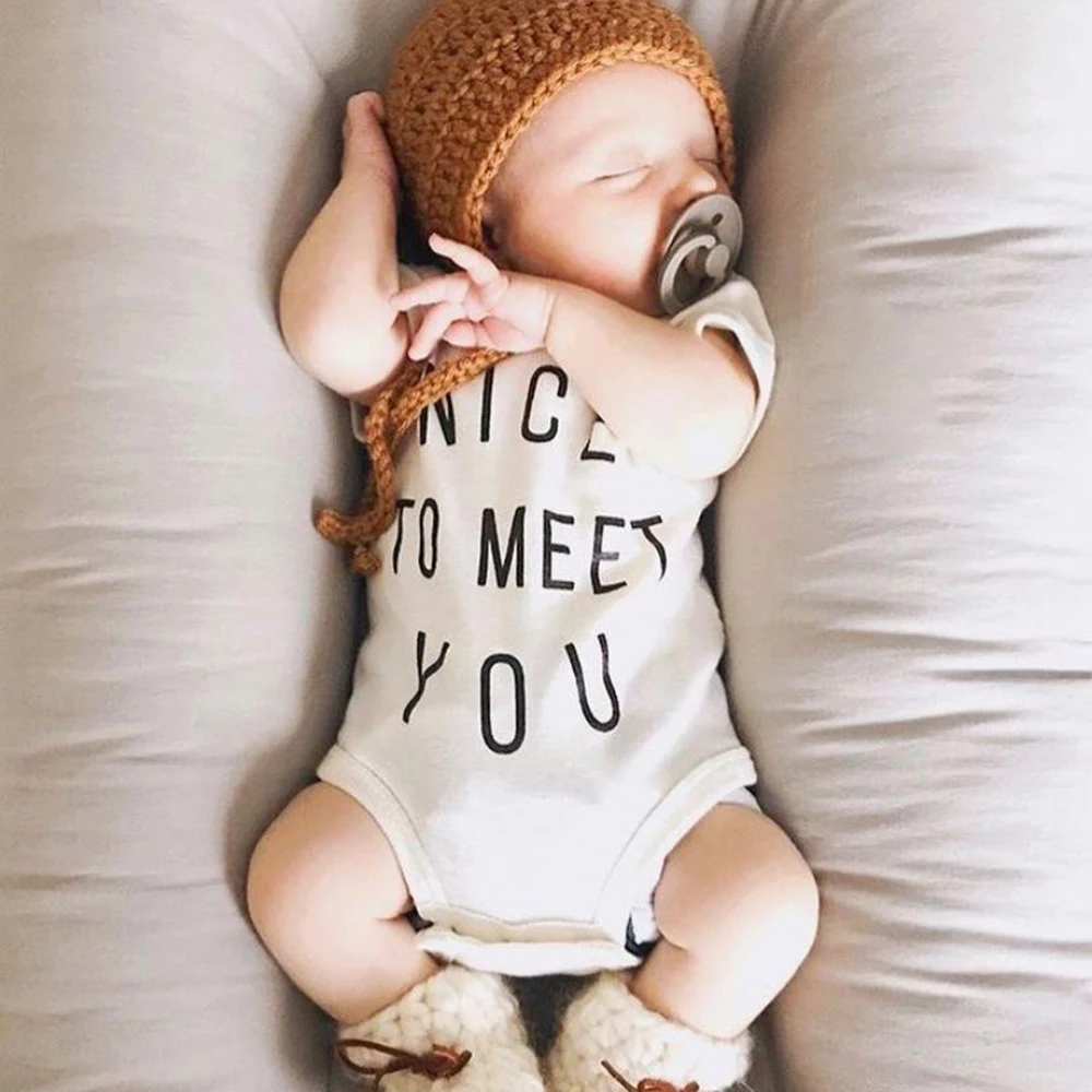 

Cute Pregnancy Announcement Nice to Meet You Newborn Baby Bodysuit Cotton Baby Boys Girls Jumpsuit Clothes Romper 0-24M