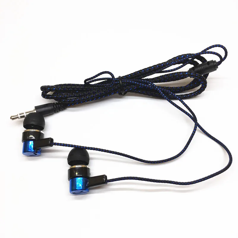 100 pcs 3.5mm In-Ear Stereo Metal Earphone Bass Headphone Wired Headphset Piston Earbuds For PhoneMp3 Smart phones