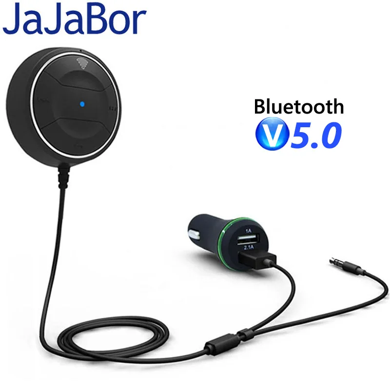 

JaJaBor Bluetooth автомобильный комплект свободные руки с NFC Функция + 3,5 мм AUX аудио приемник Музыка Aux 2.1A зарядных порта USB для автомобиля Зарядное устройство