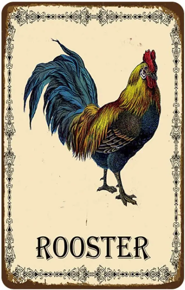 

Nostalgic Original Retro Design Rooster Tin Metal Signs Wall Art | Thick Tinplate Print Poster Wall Decoration