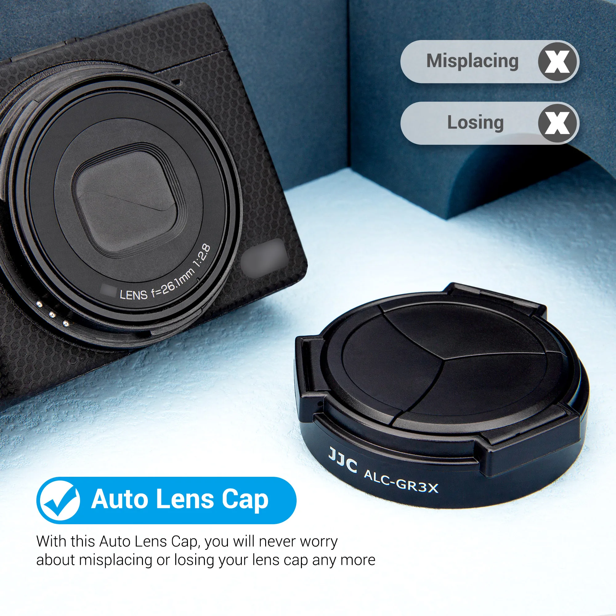 JJC Durable Lens Cap Designed for Ricoh GR II IIIx GR3x HDF Camera Automatic Lens Cap Cover Protector Photography Accessories