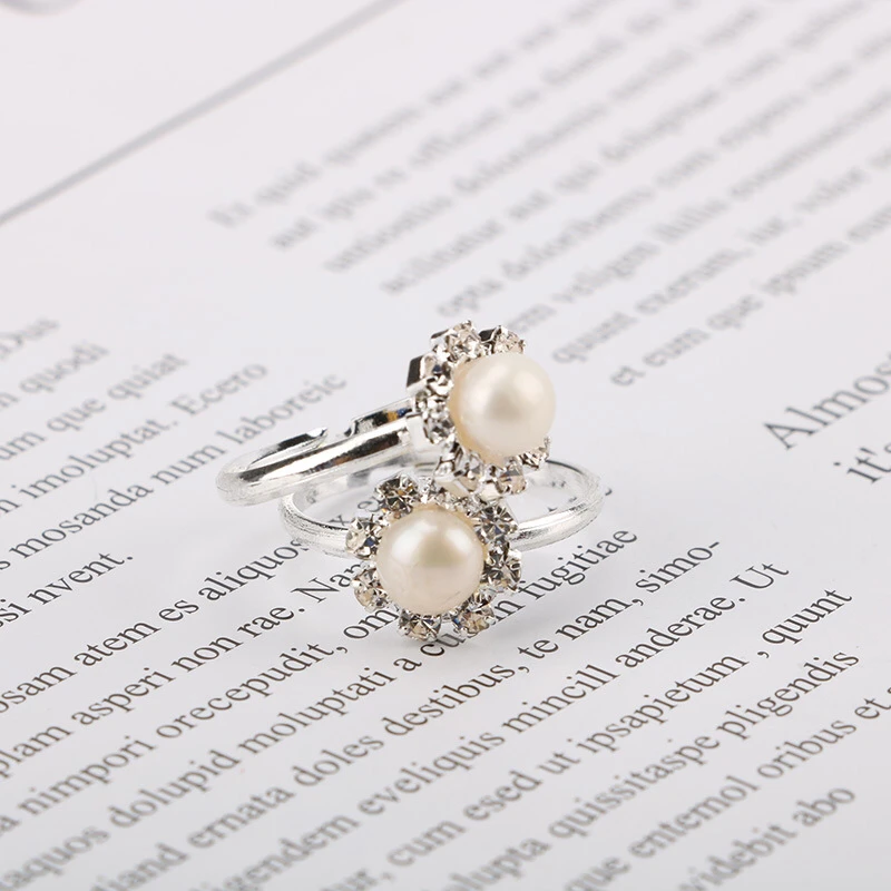 Wholesale 100pcs/lot Real Freshwater Pearl Ring Adjustable Finger Ring Free Size Ring Jewelry Nice Gift