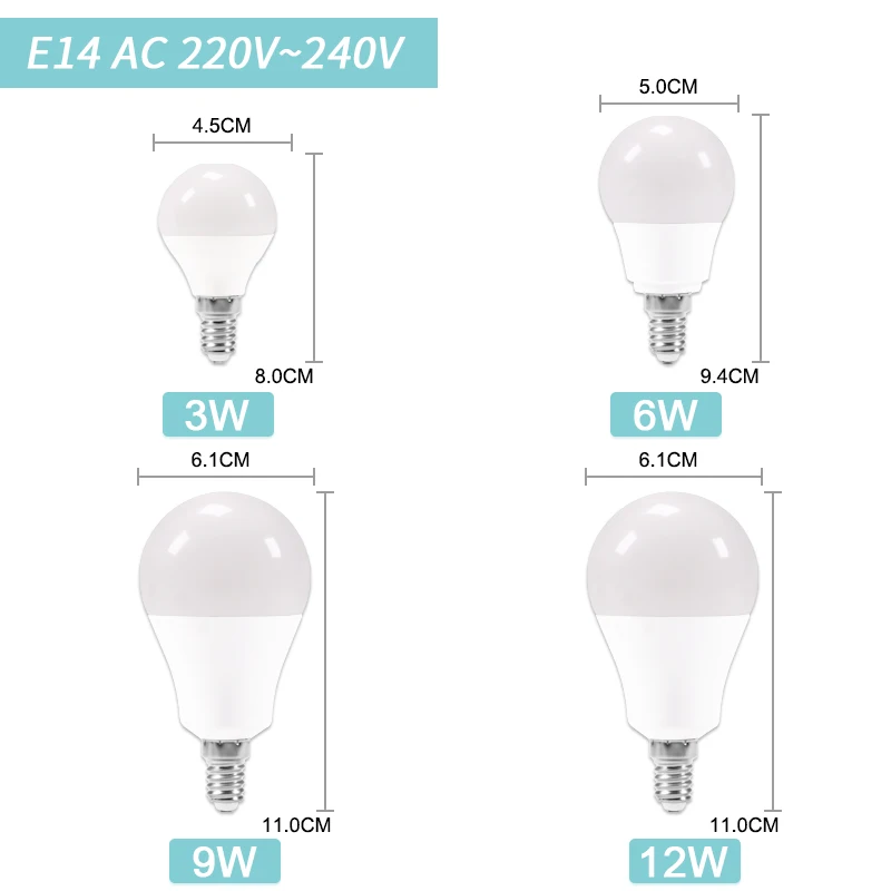 Imagem -04 - Led E27 Lâmpada E14 3w 12 15 20 Composto de Alumínio Led Lâmpada E14 ac 220v 240v Lampada Ampola Spotlight 10 Peças