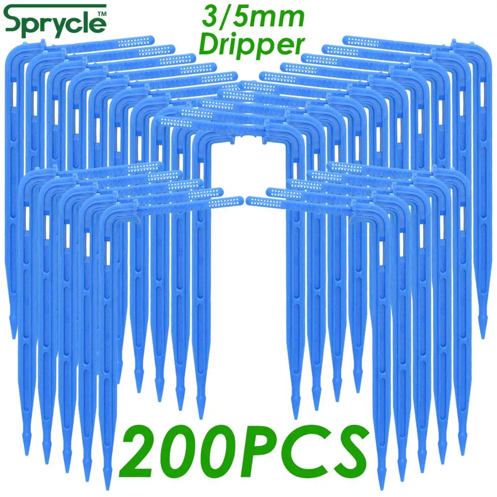 Sprcycle 200 sztuk Bend Arrow Dripper Micro kroplówki nawadniania zestaw emiterów 3/5mm wąż podlewanie ogrodu oszczędzania kroplomierzem rośliny