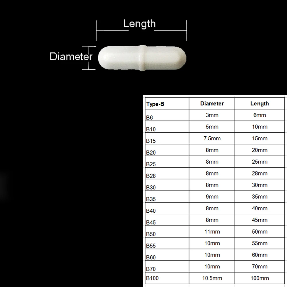 1PCS Magnetic Stirrer Bar Length 6mm-100mm PTFE Magnetic Stirrer Mixer Lab Stir Bar Type-B