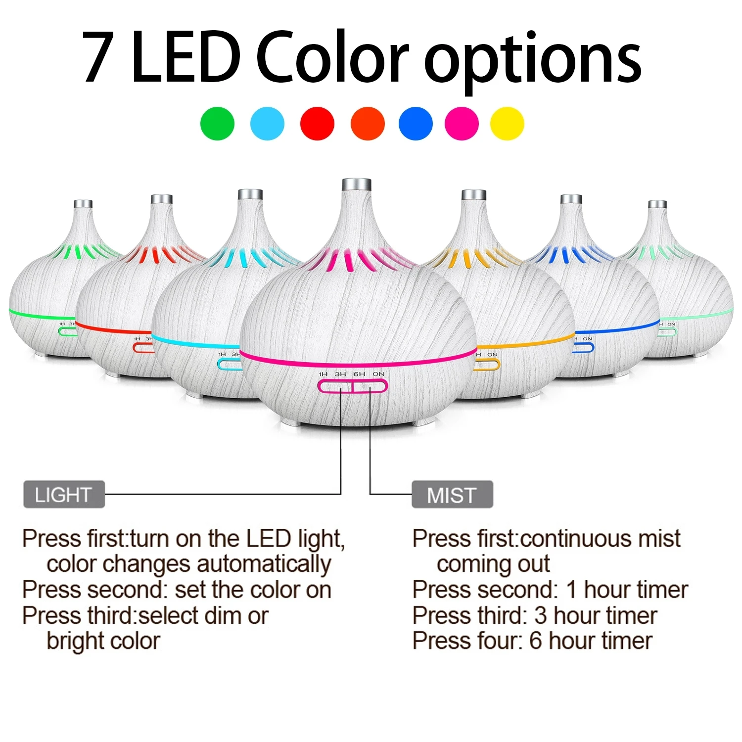400ml 뜨거운 판매 WIFI 초음파 할로우 우드 그레인 가습기 아로마 테라피 에센셜 오일 기관총 7 색 야간 조명
