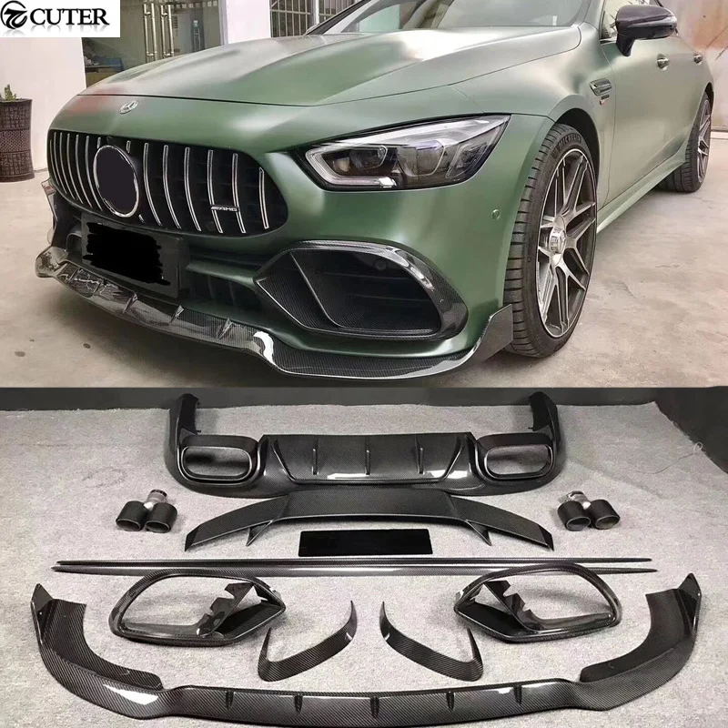 Gt50 Gt53 Carbon Fiber Front Bumper Lip Air Vents Rear Diffuser Side Skirts Rear Spoiler for Benz AMG GT50 Car Body Kit