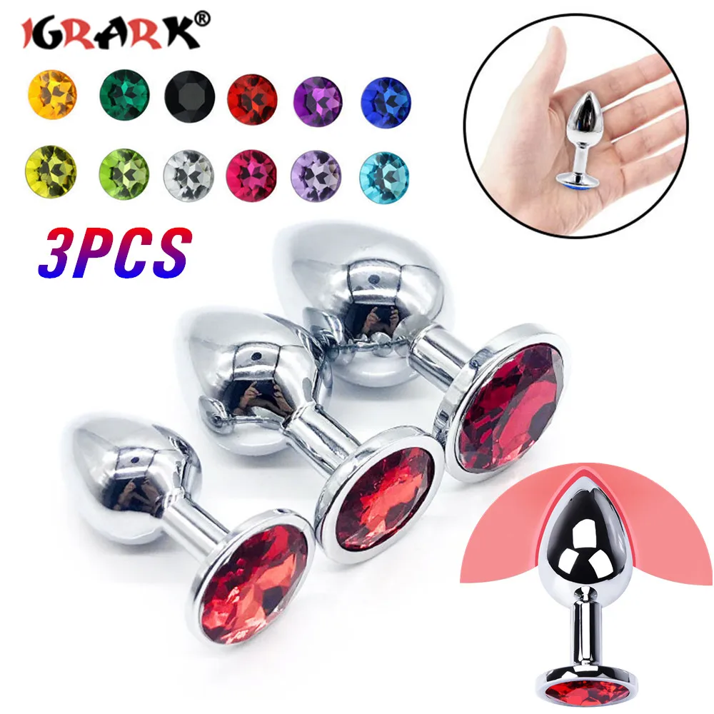 3pcs Set SML Stainless Steel Metal Anal Plug Ass Buttplug Prostate Massager Sex Toys for Couples Women Men Adult Erotic Products