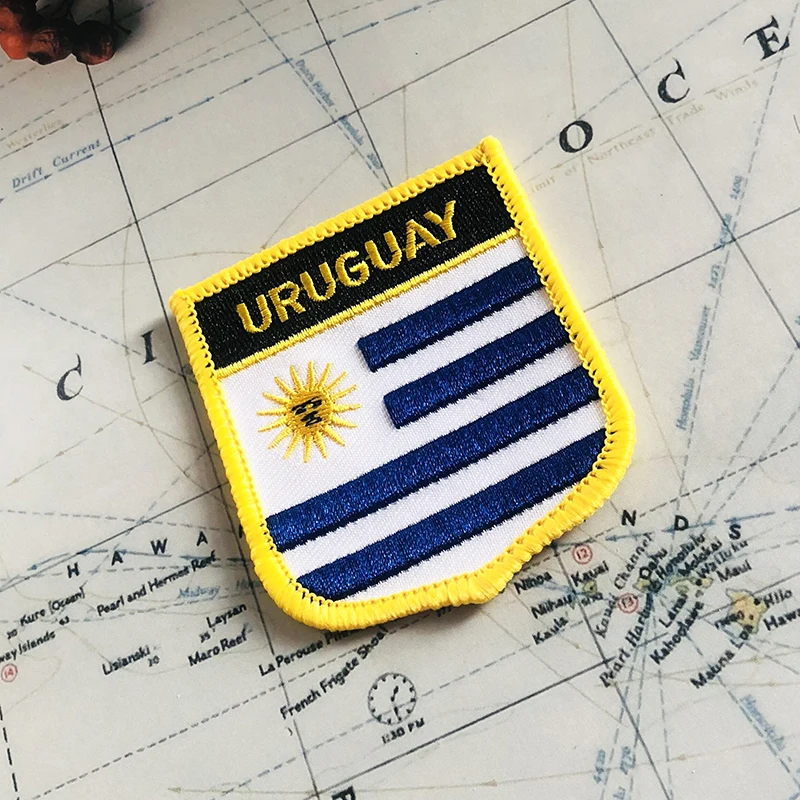 URUGUAY National Flag Embroidery Patches Badge Shield And Square Shape Pin One Set On The Cloth Armband   Backpack  Decoration