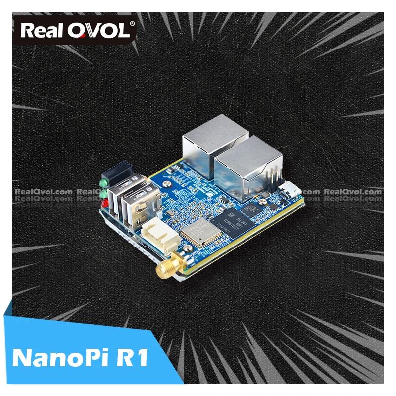 RealQvol FriendlyELEC NanoPi R1 Board Allwinner H3 Quad-Core A7 Dual Etuernet Port/WiFi/Bluetooth UbuntuCore/FriendlyWRT System