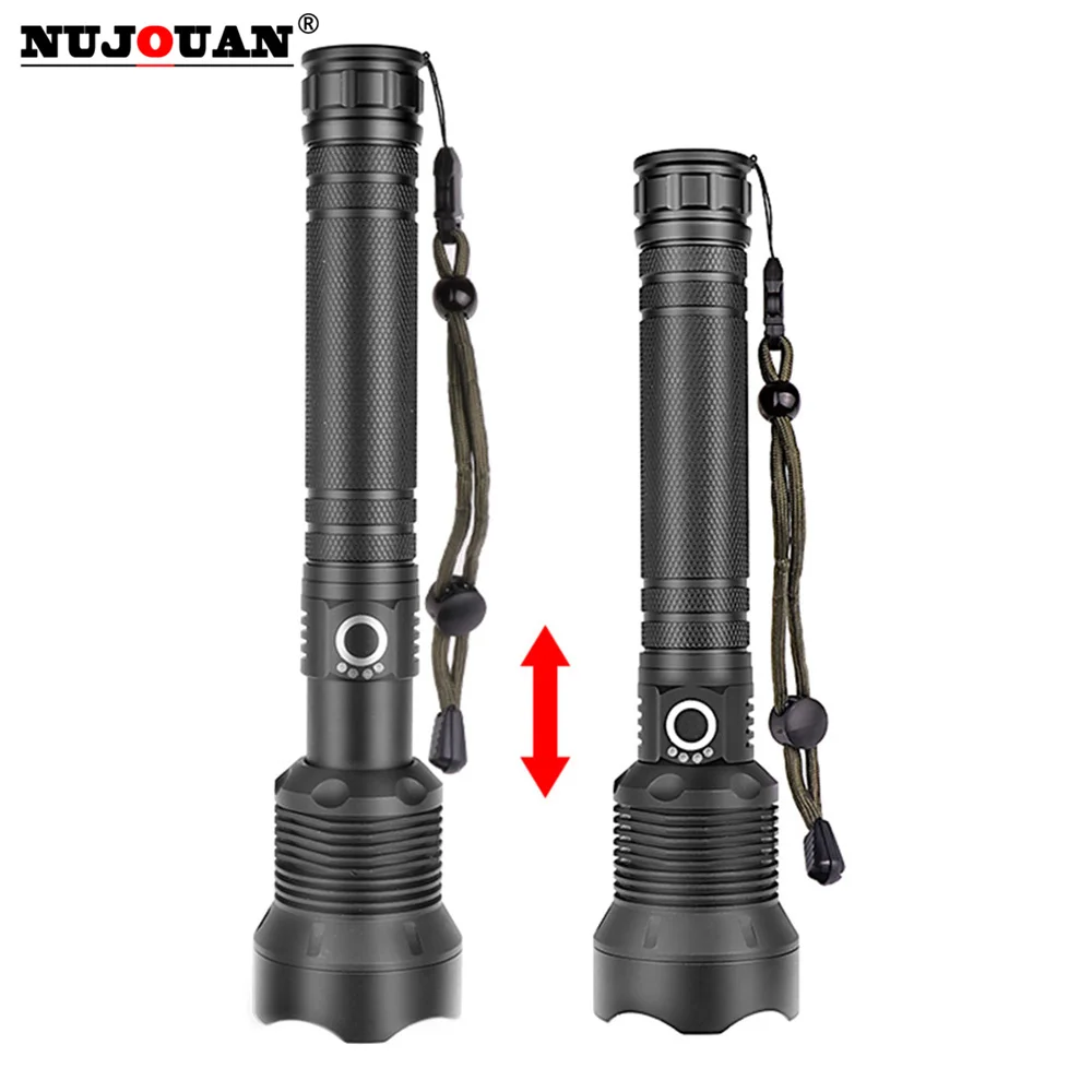 Powerful LED Flashlight with 4 Core P70.2 Lamp Bead Zoomable 3 Lighting Modes LED Torch Support for Mircro Charging Hunting Lamp