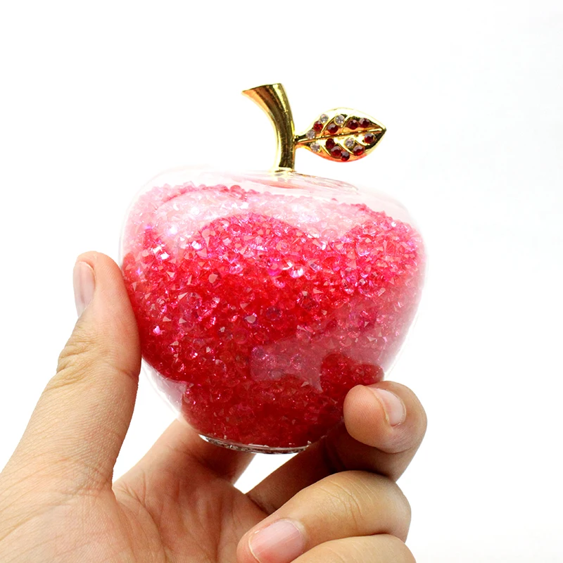 Amazing Love Gifts Hollow Glass Apple Fullfill with Color Crystal Rhinestone Figurines Home Decoration Accessories