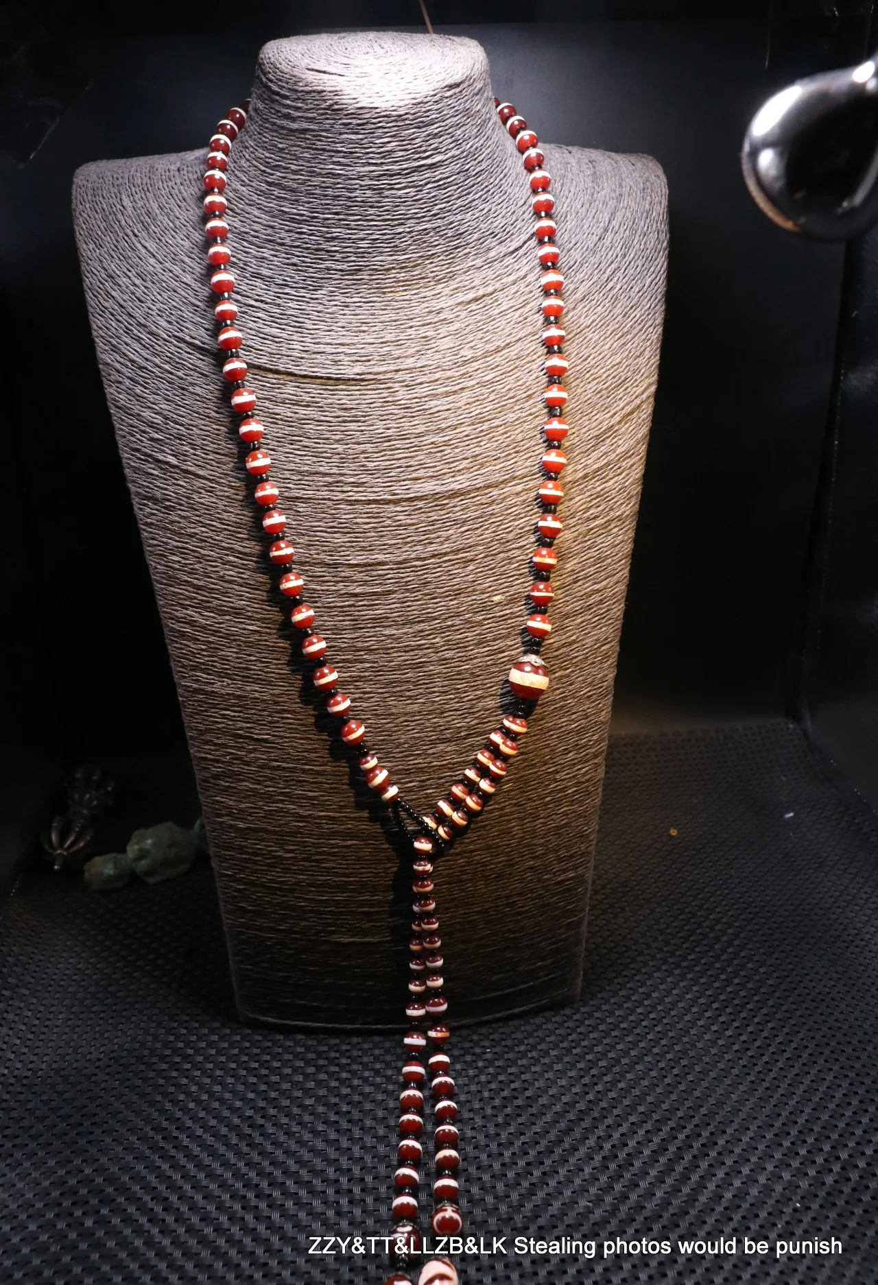 Energy Tibetan Agate 1 Stripe Healer Medicine dZi Bead Necklace A LKbrother Talisman UPS1216AQs