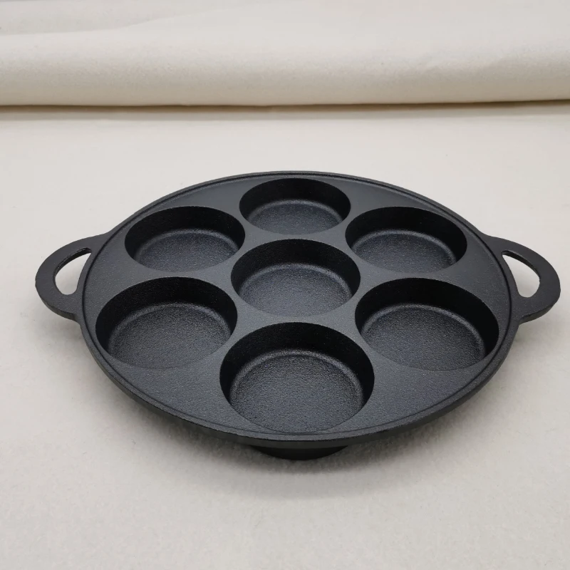 7 Holes Deepen Omelet pan Cast Iron Seven-hole Egg Burger Mold Uncoated Egg Dumpling Pancake Pan