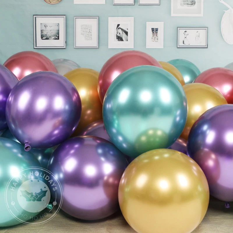 5-30pcs/lot Chrome Metal Balloon Large Latex Balloons Gold Silver Green Birthday Party Wedding Christmas Decor Helium Balloon