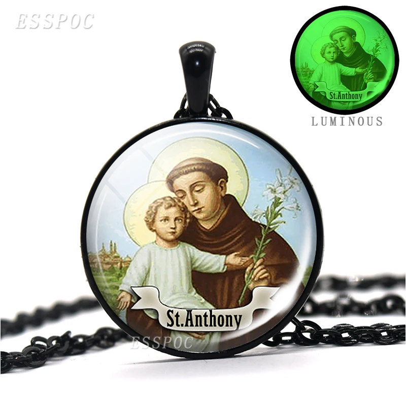 St Anthony Pendant Necklace Luminous Necklace Bring Love To Your Life Medal Religious Jewerly