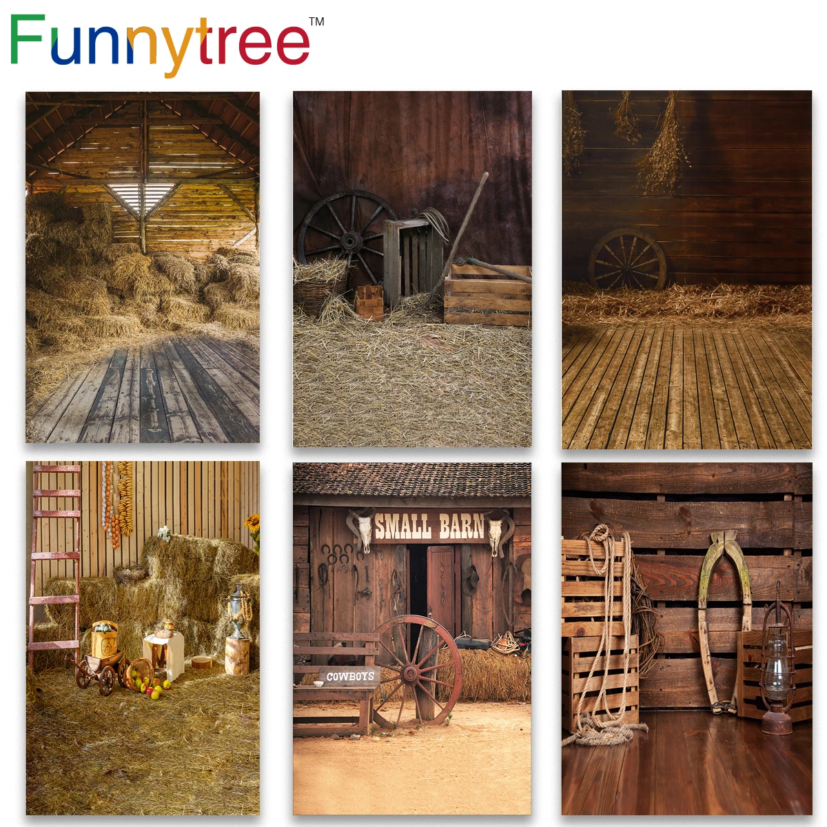 

Funnytree Background Photo Studio Warehouse Western Haystack Barn Wood Photography Backdrop Photocall Child Autumn Photozone