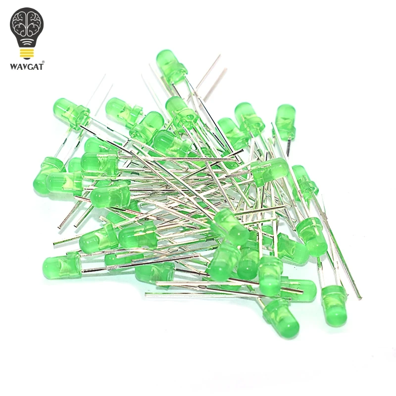 100 sztuk/partia 5MM F3 3mm diody LED wybrane elementy zielony niebieski biały żółty czerwony komponent DIY Kit — zdjęcie 4