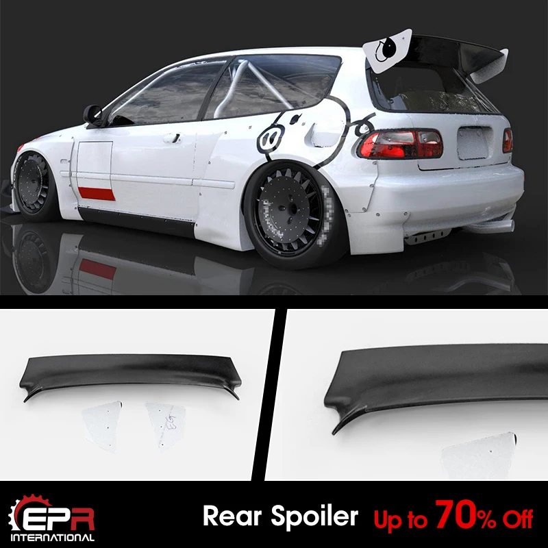 

For Honda EG Civic Hatch Back RB Style FRP Unpainted Wide Body Rear Spoiler Roof Wing Exterior Body kits