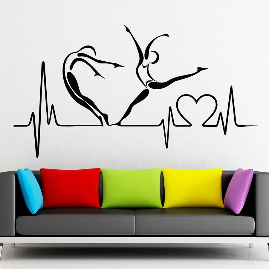 Wall Sticker Vinyl Decal Pulse Heart Health Healthy Lifestyle Window Glass Mural Couple Bedroom Living Room Home Decor S1123