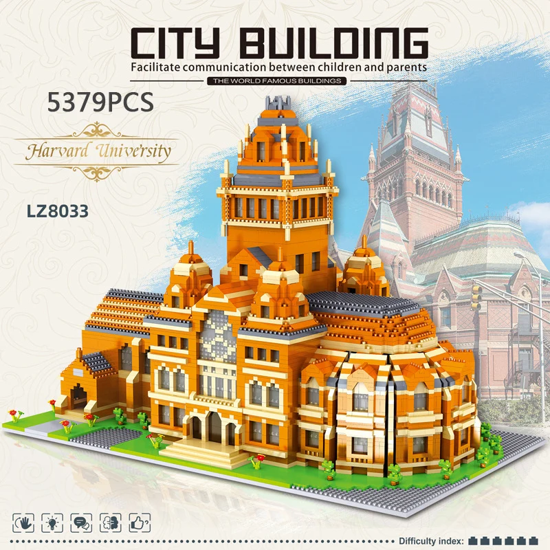 

International Famous School Architecture Nanobricks America Harvard University Model Micro Diamond Block Toys Building Bricks