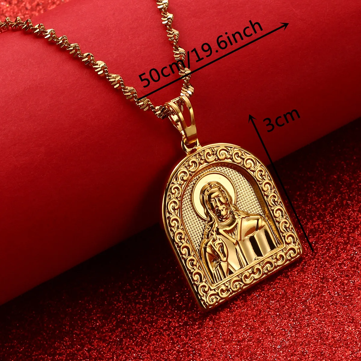 Gold Color Portrait of Jesus Pendant Necklaces for Women Girl Christian Religion Chain Jewelry