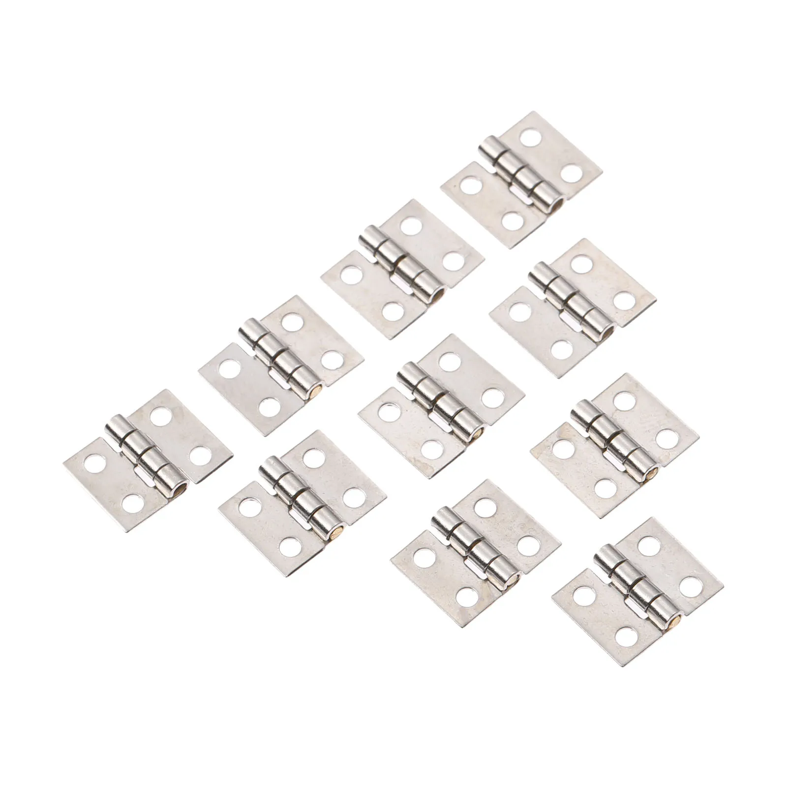 50pcs/set 8*10mm Mini Hinges w/Nails 4 Holes Silver White Furniture Hardware Decor Small Cupboard Door Hinges Jewelry Wood Box